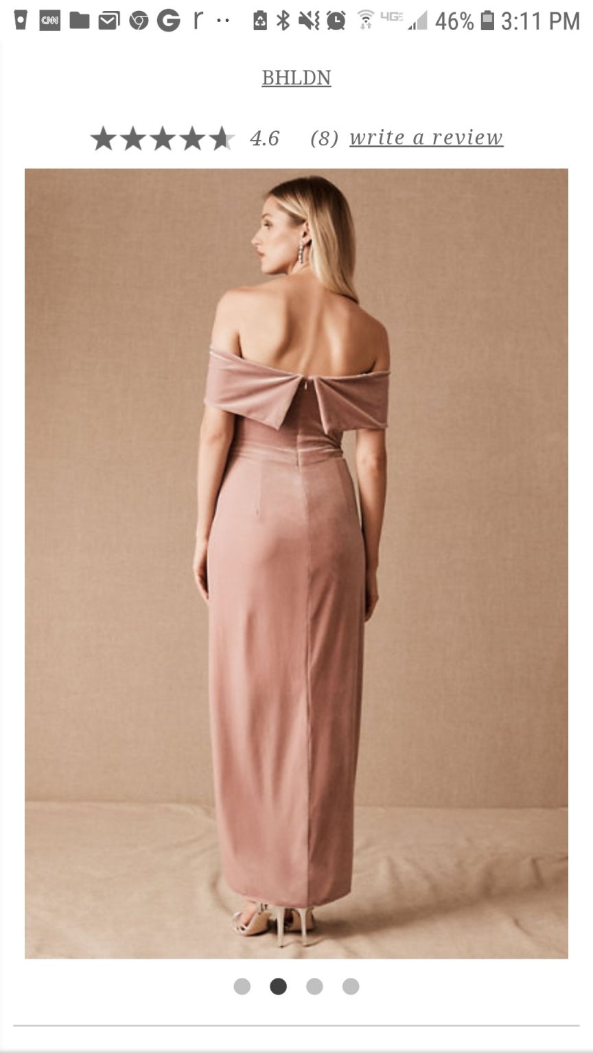 BHLDN 'Edison' Velvet popular Bridesmaid Dress in Blush