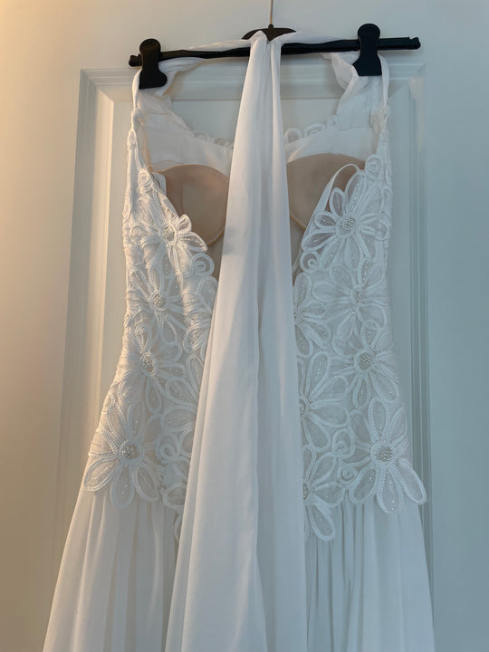 Bianchi Sequence Halter top with chiffon skirt