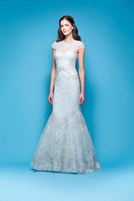 carolina herrera blue lace dress Carolina Herrera turquoise lace gown