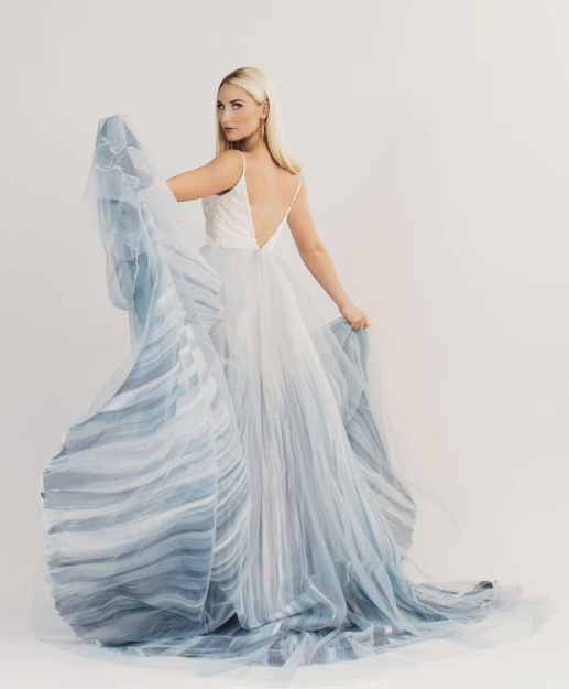 Chantel Lauren Chantel Lauren Mae Hand Painted Blue Skirt