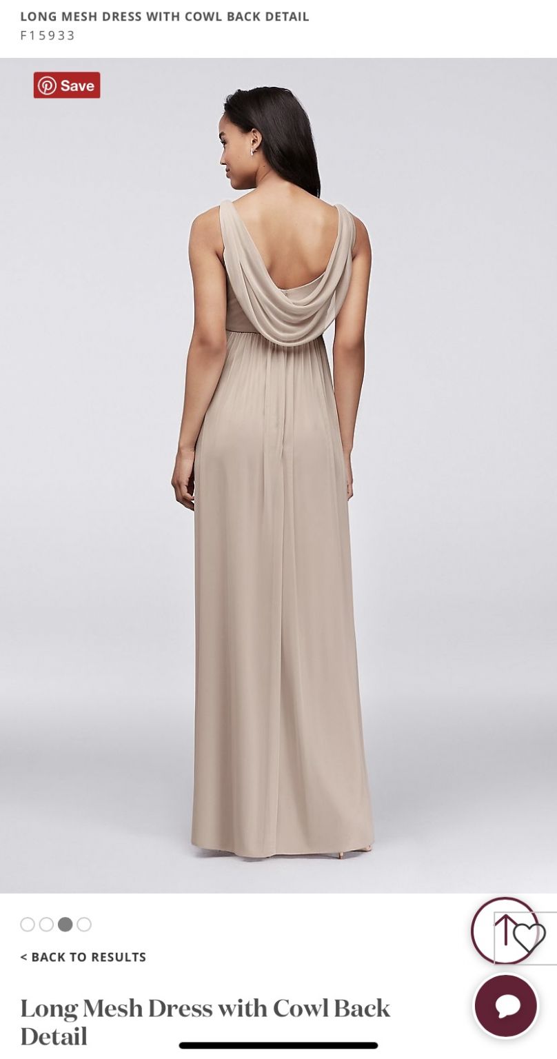 David's bridal long mesh with cowl back hotsell