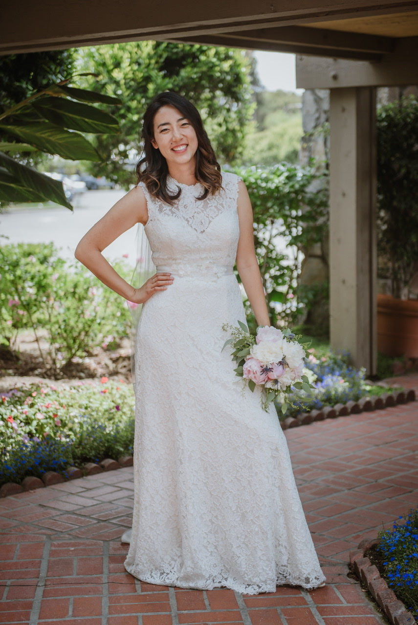 David's bridal lace top cap sleeve bridesmaid dress