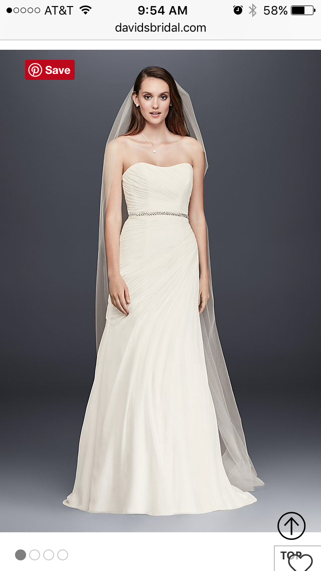 David's Bridal Crinkle Chiffon Wedding Dress/ V3540 – Nearly Newlywed