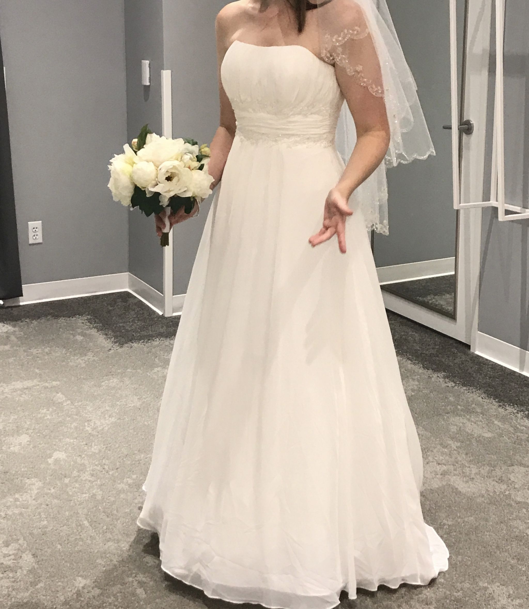 David's Bridal Soft Chiffon with Beaded Lace