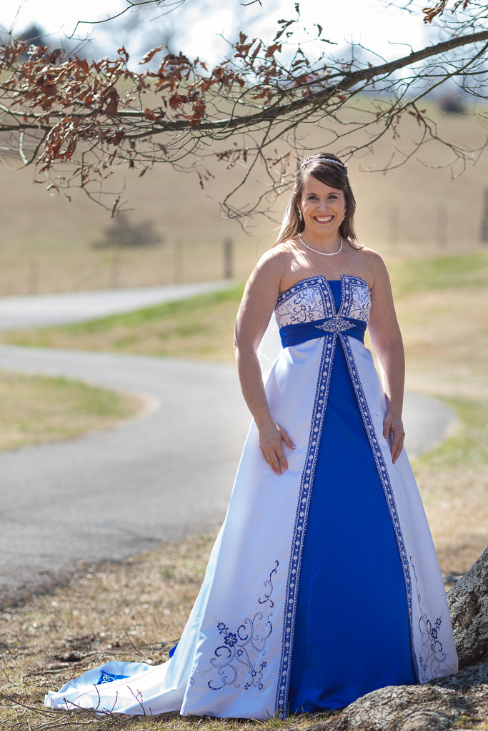 Royal blue wedding dress cheap davids bridal