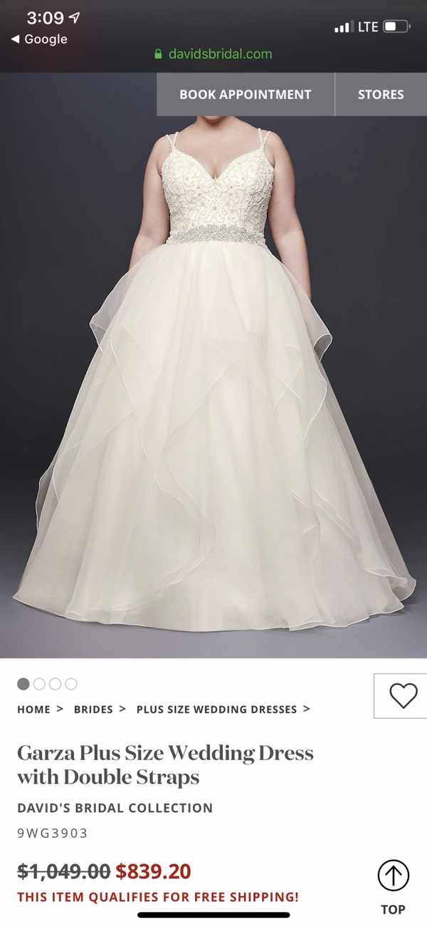 Garza ball gown wedding dress with double fashion straps