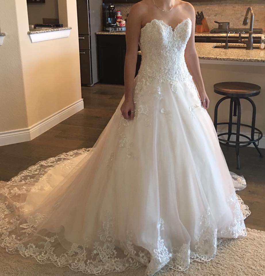 David's bridal strapless lace dress on sale