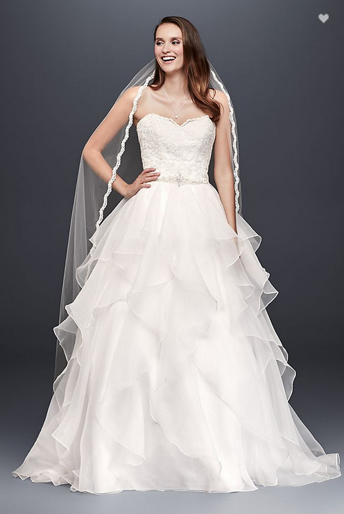 David's bridal organza wedding on sale dress