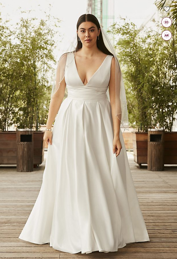 David s Bridal David s Bridal Satin Cummerbund Plus Size Wedding Nearly Newlywed