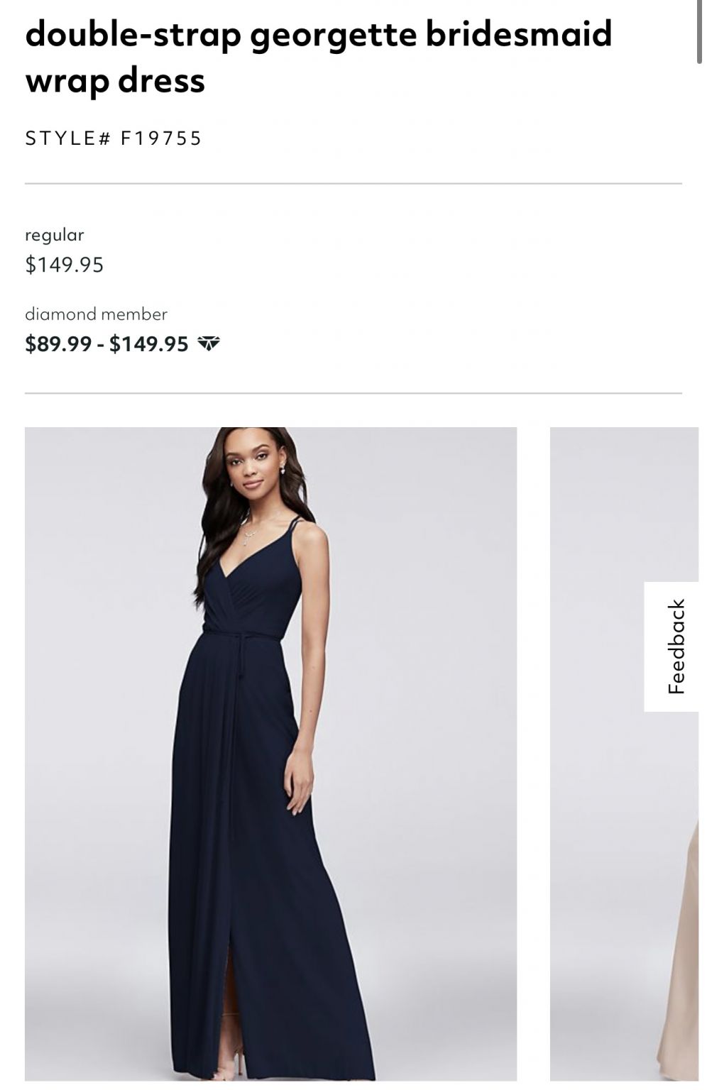 David s Bridal Double strap georgette bridesmaid wrap dress Nearly Newlywed