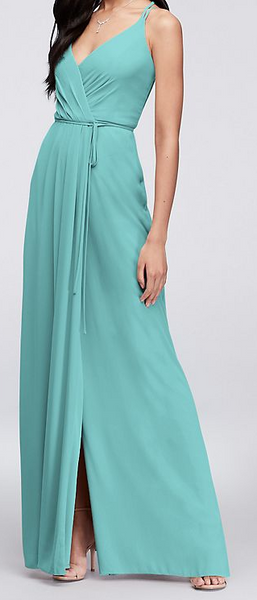 David s Bridal Double Strap Long Georgette Bridesmaid Wrap Dress