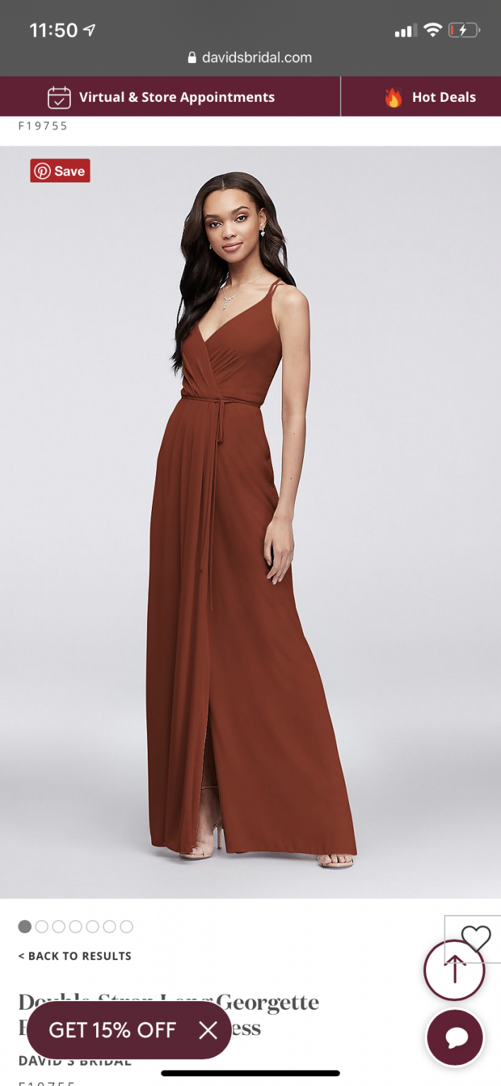 David s Bridal Double Strap Long Georgette Bridesmaid Wrap Dress