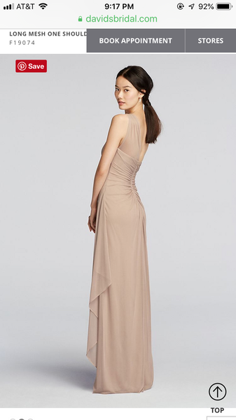David s Bridal F19074 Long mesh one shoulder illusion Dress