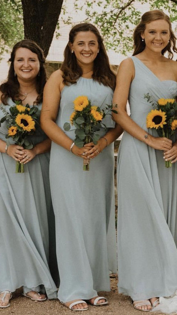 flounced crinkle chiffon sheath bridesmaid dress Flounced Crinkle Chiffon Bridesmaid Dress
