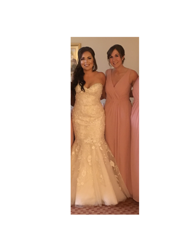 David s Bridal Faux Wrap Pleated Chiffon Bridesmaid Dress F19585 Nearly Newlywed