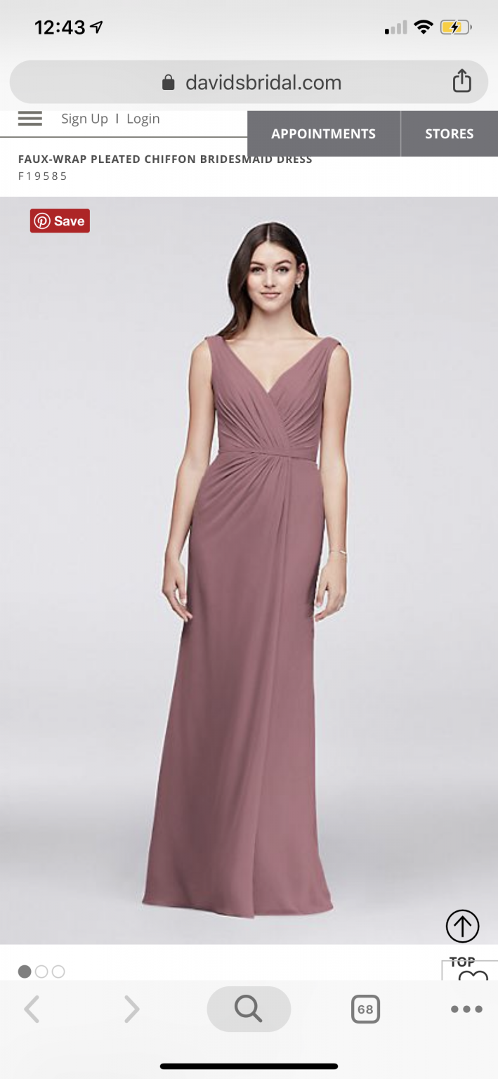 David's bridal faux 2025 wrap chiffon bridesmaid dress