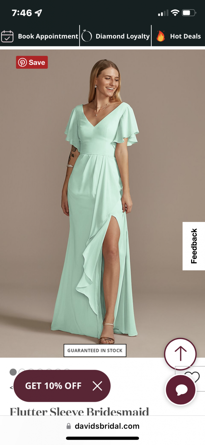 Flutter online Sleeve Bridesmaid Dress w/Cascade