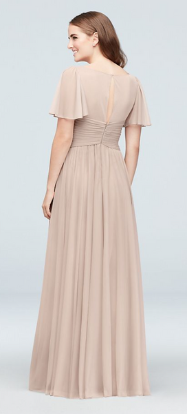 David s Bridal Flutter Sleeve Crisscross Mesh F19933 Wine