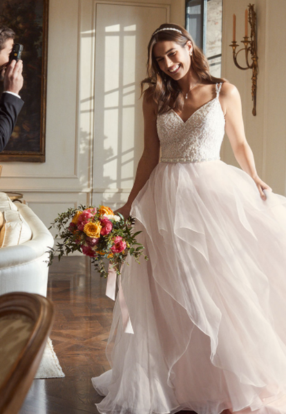 David s Bridal Garza Plus Size Wedding Dress with Double Straps