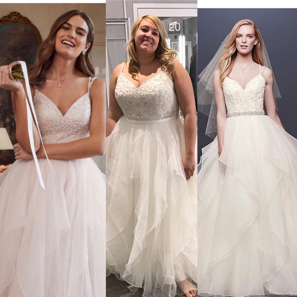 Garza plus size wedding dress with double deals straps