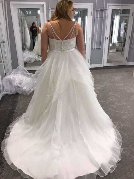 David s Bridal Garza Plus Size Wedding Dress with Double Straps