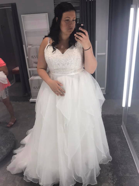 Garza plus size wedding dress with double straps hotsell