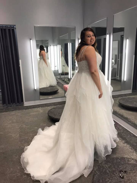 David s Bridal Garza Plus Size Wedding Dress with Double Straps