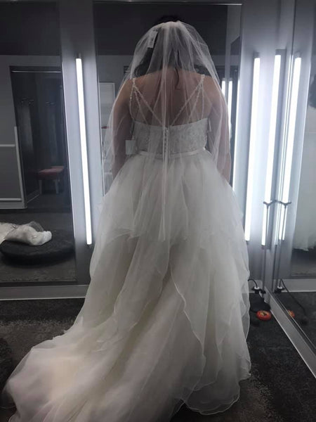 David s Bridal Garza Plus Size Wedding Dress with Double Straps