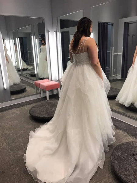 David s Bridal Garza Plus Size Wedding Dress with Double Straps