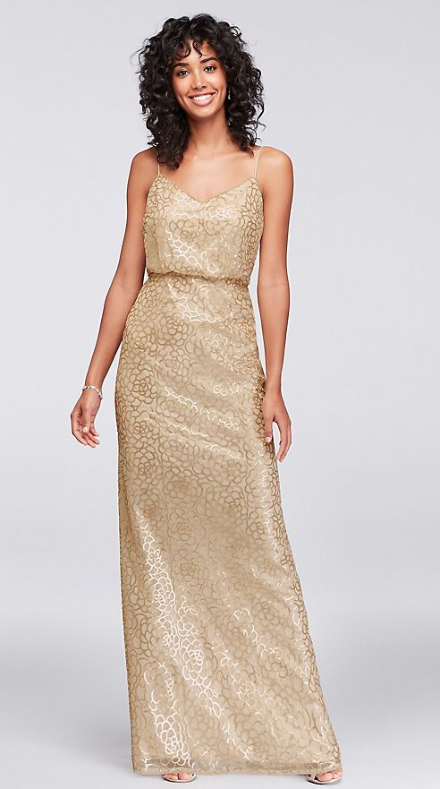 David s Bridal Gold Sequin Dress PreOwnedWeddingDresses