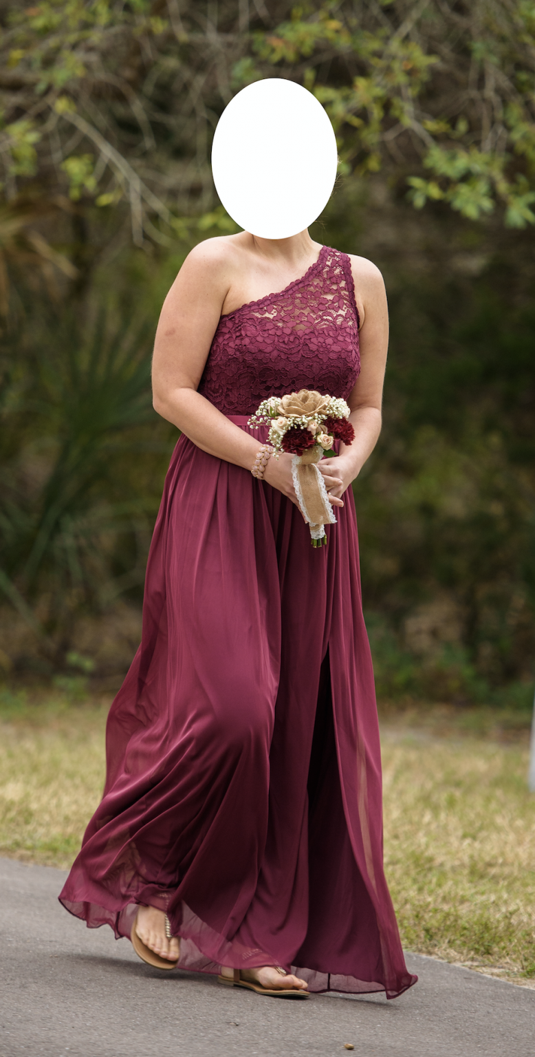 David's bridal one top shoulder lace dress
