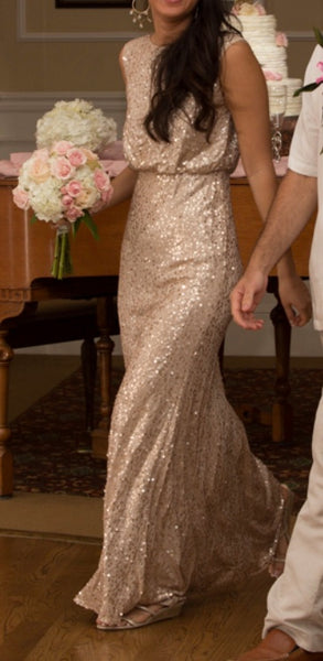 David's bridal long outlet sequin blouson dress