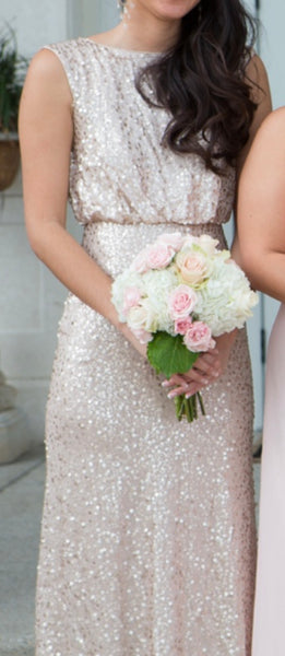 David's bridal rose gold clearance sequin dress