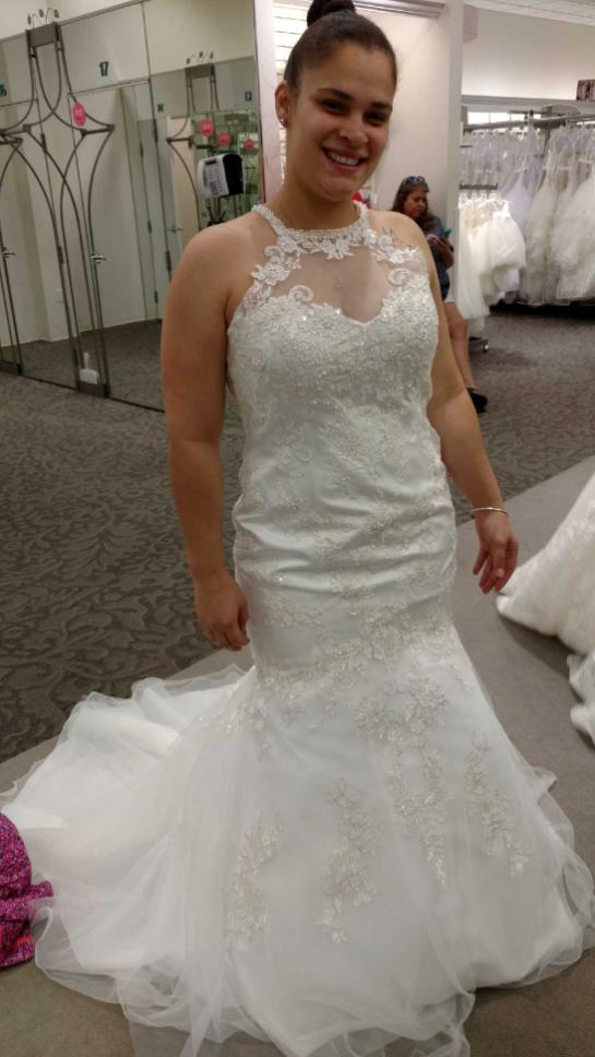 David's Bridal Jewel Illusion Halter Lace – Nearly Newlywed