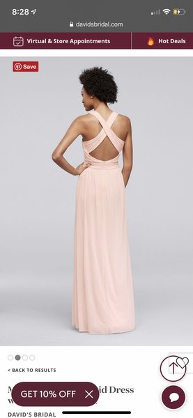 David's bridal cross back bridesmaid dress best sale