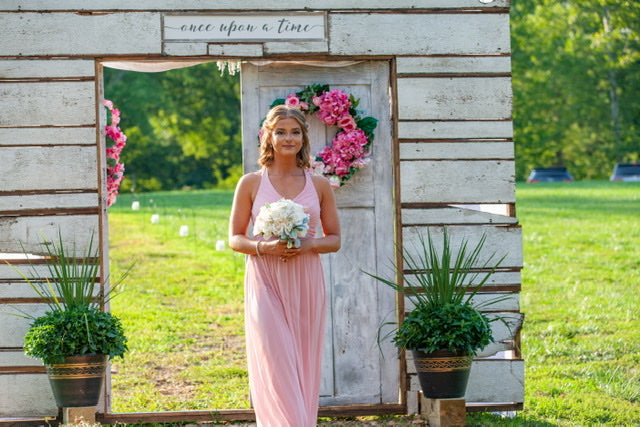 David s Bridal Mesh long bridesmaid dress with criss cross back W Nearly Newlywed