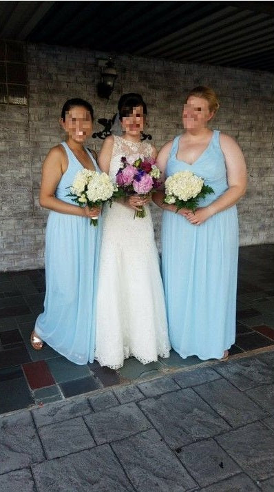 David s Bridal Mesh Long Bridesmaid Dress with Crisscross Back Nearly Newlywed