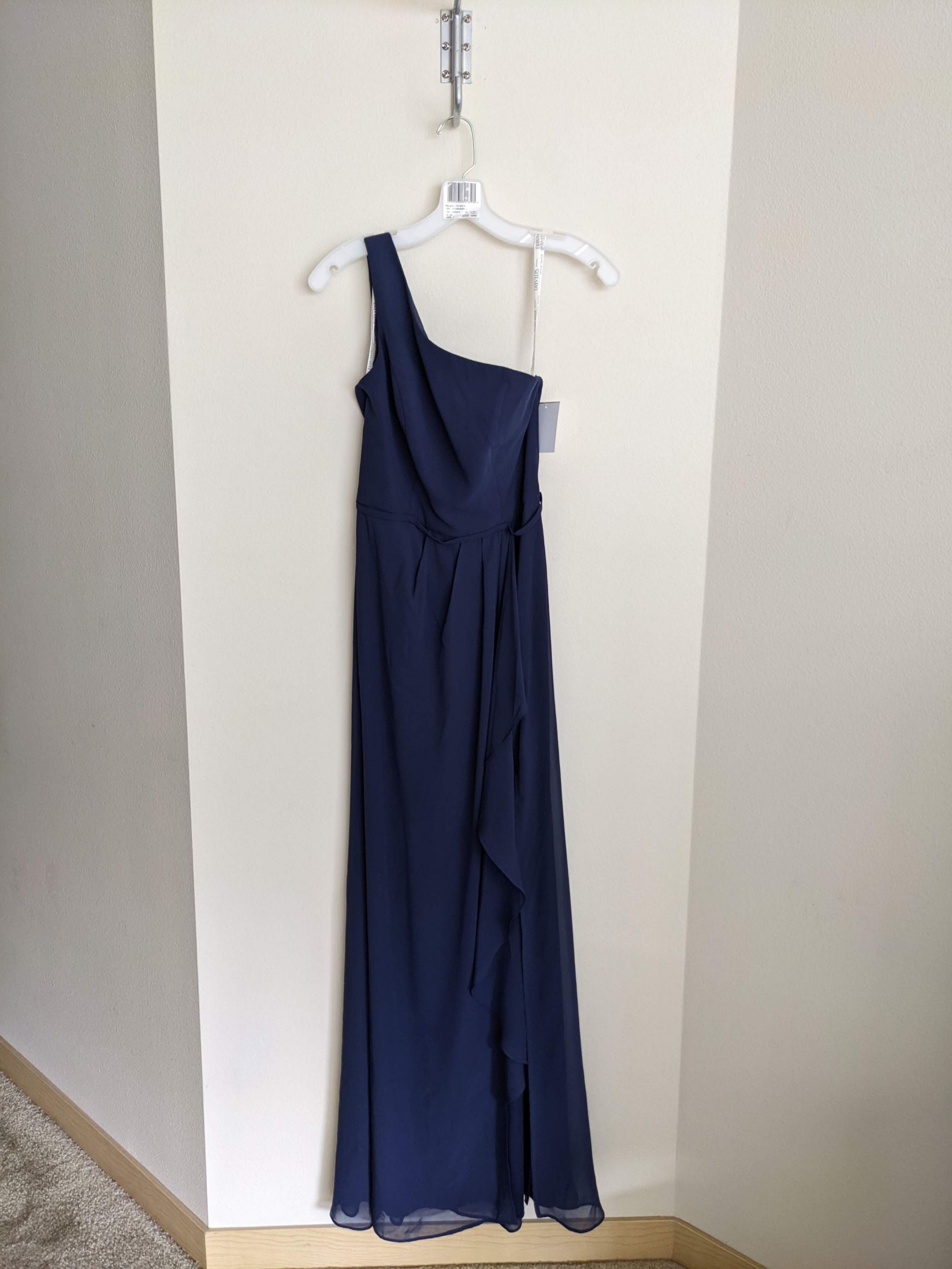 David's Bridal One-Shoulder Chiffon Bridesmaid Dress with