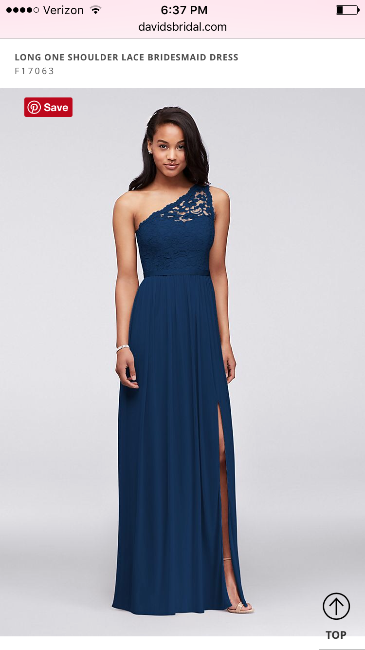 one shoulder dress david's bridal One-Shoulder Mesh Bridesmaid Dress with Full Skirt