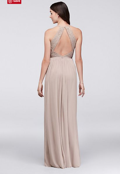 David's bridal long deals mesh with open back