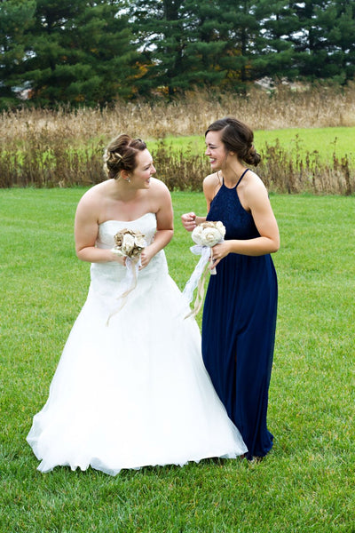 David's bridal open back lace and mesh bridesmaid clearance dress