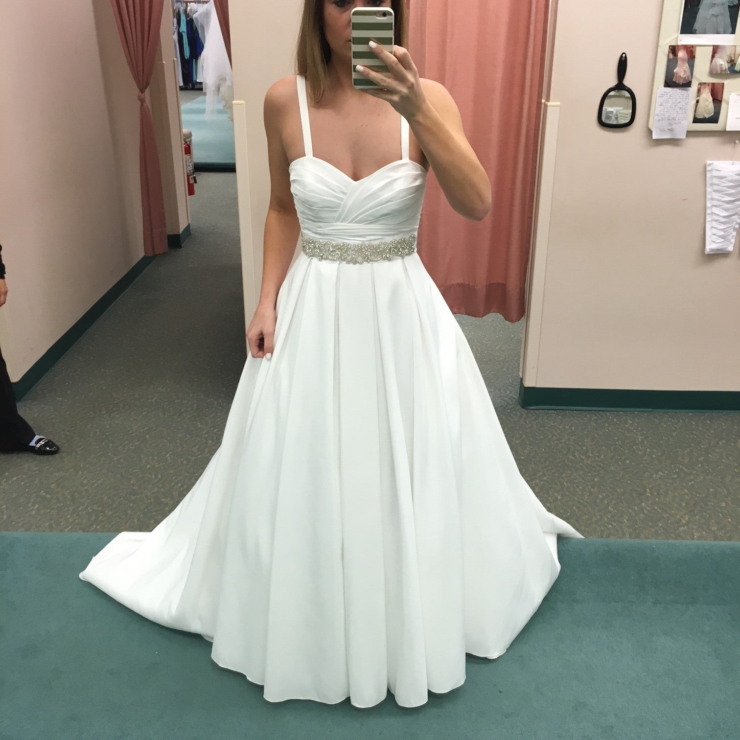 David's Bridal Pleated Strapless Wedding Dress/ WG3707