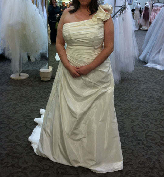 David's Bridal Ruffled One-Shoulder