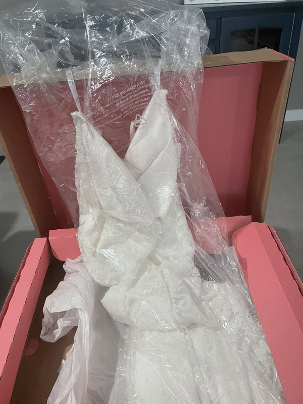 David's Bridal l Halter Keyhole Lace Dress with Lace-Up Back