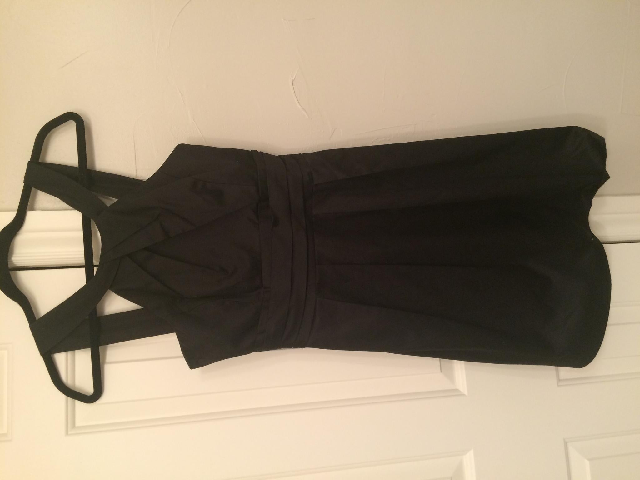 David's Bridal Short Cotton Dress with Y neck and skirt pleating