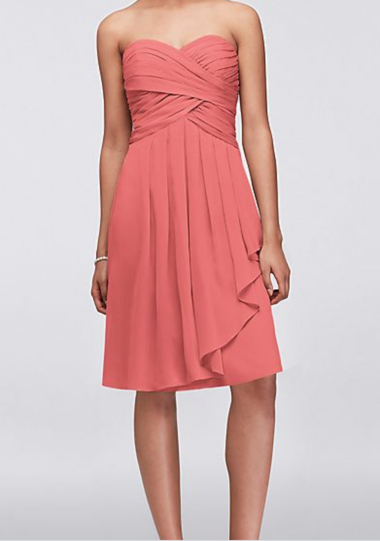 Short crinkle chiffon top dress with front cascade