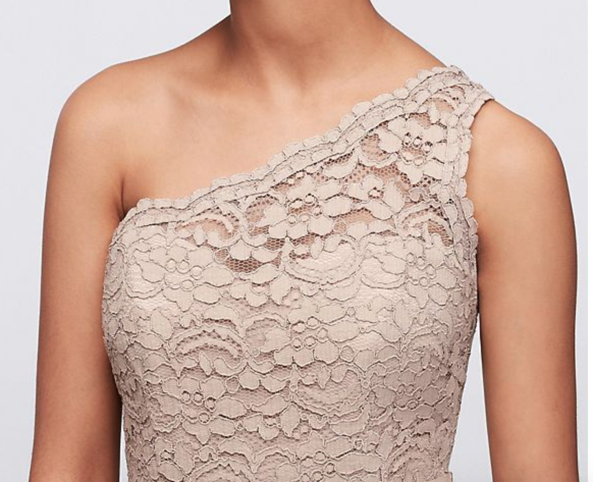 Short one shoulder corded lace dress sales