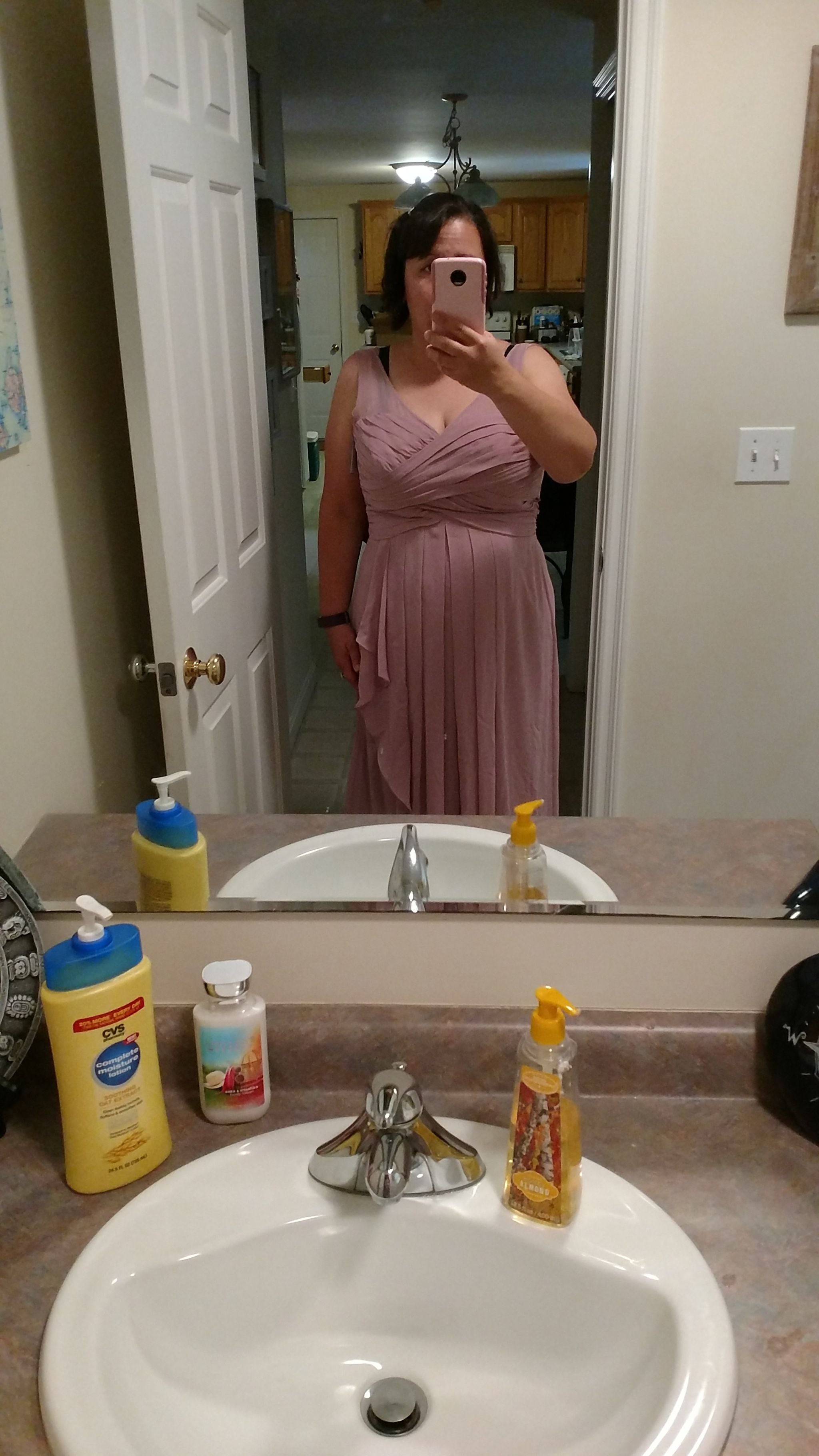 David s Bridal Strapless Crinkle Chiffon Dress with Cascade Skirt Nearly Newlywed