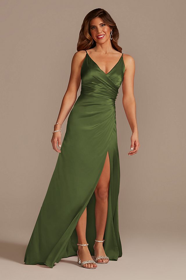 olive green bridesmaid dresses david's bridal Green Beaded Sleeveless Scoop Neck Midi Dress main image 0