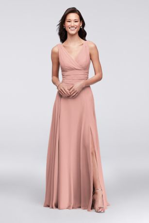 surplice tank long chiffon bridesmaid dress Long Chiffon Surplice Tank Bridesmaid Dress | David's Bridal